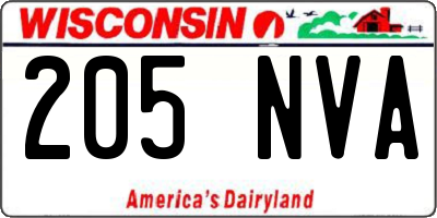 WI license plate 205NVA