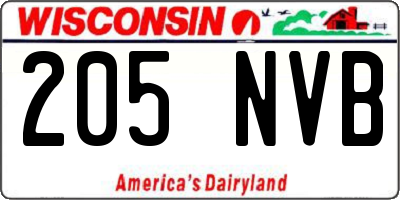WI license plate 205NVB
