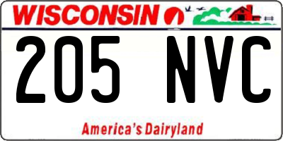 WI license plate 205NVC