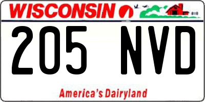WI license plate 205NVD
