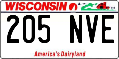 WI license plate 205NVE