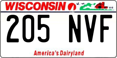 WI license plate 205NVF