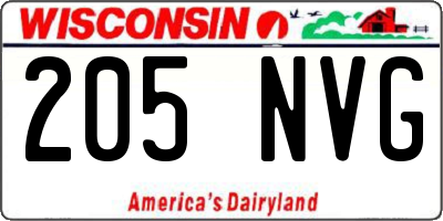 WI license plate 205NVG