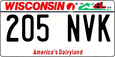 WI license plate 205NVK
