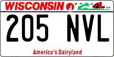 WI license plate 205NVL