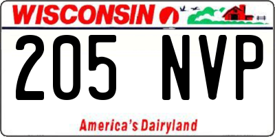 WI license plate 205NVP