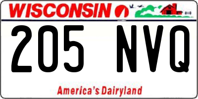 WI license plate 205NVQ