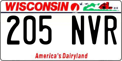 WI license plate 205NVR