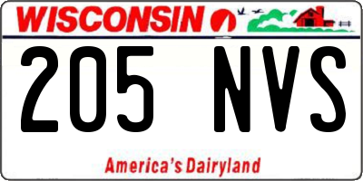 WI license plate 205NVS