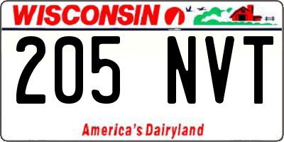 WI license plate 205NVT