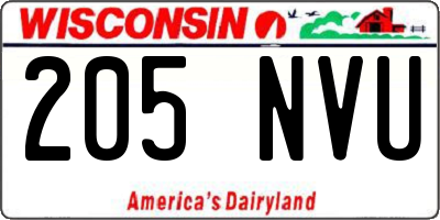 WI license plate 205NVU