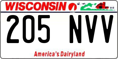 WI license plate 205NVV