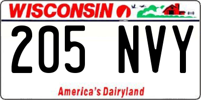 WI license plate 205NVY