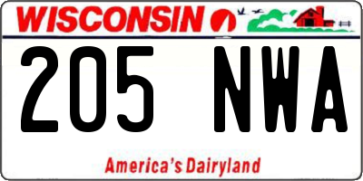WI license plate 205NWA