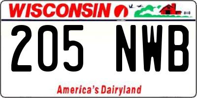 WI license plate 205NWB