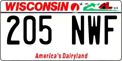 WI license plate 205NWF