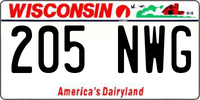 WI license plate 205NWG