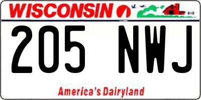 WI license plate 205NWJ