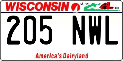 WI license plate 205NWL