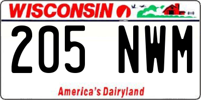 WI license plate 205NWM