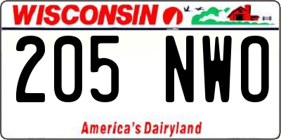 WI license plate 205NWO