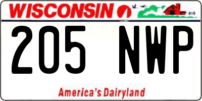 WI license plate 205NWP