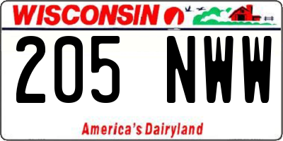 WI license plate 205NWW