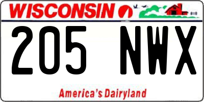 WI license plate 205NWX