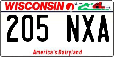 WI license plate 205NXA