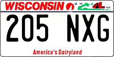 WI license plate 205NXG