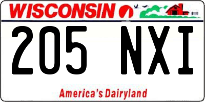WI license plate 205NXI