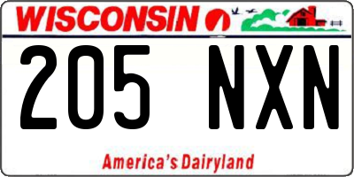 WI license plate 205NXN