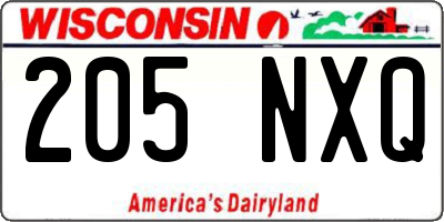 WI license plate 205NXQ
