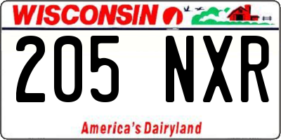 WI license plate 205NXR
