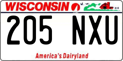WI license plate 205NXU
