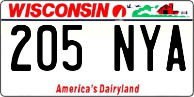 WI license plate 205NYA