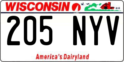 WI license plate 205NYV