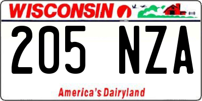 WI license plate 205NZA