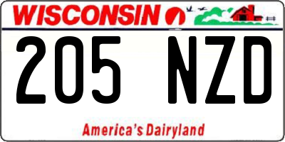 WI license plate 205NZD