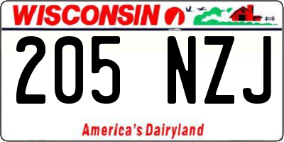 WI license plate 205NZJ