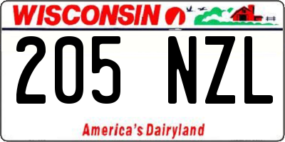 WI license plate 205NZL