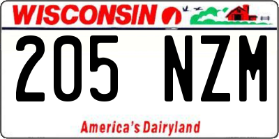 WI license plate 205NZM