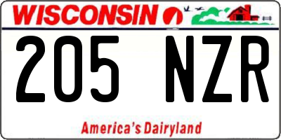 WI license plate 205NZR