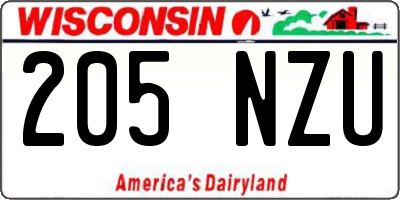 WI license plate 205NZU