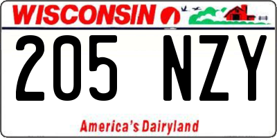 WI license plate 205NZY