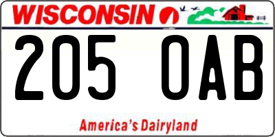 WI license plate 205OAB