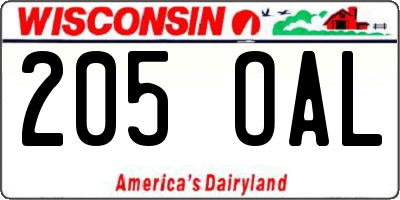 WI license plate 205OAL