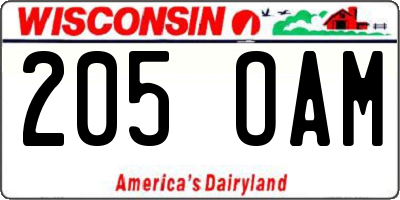 WI license plate 205OAM