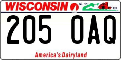 WI license plate 205OAQ