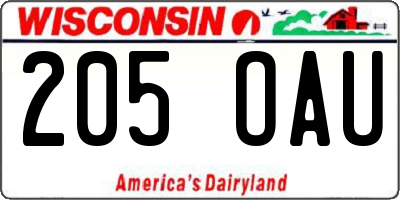 WI license plate 205OAU
